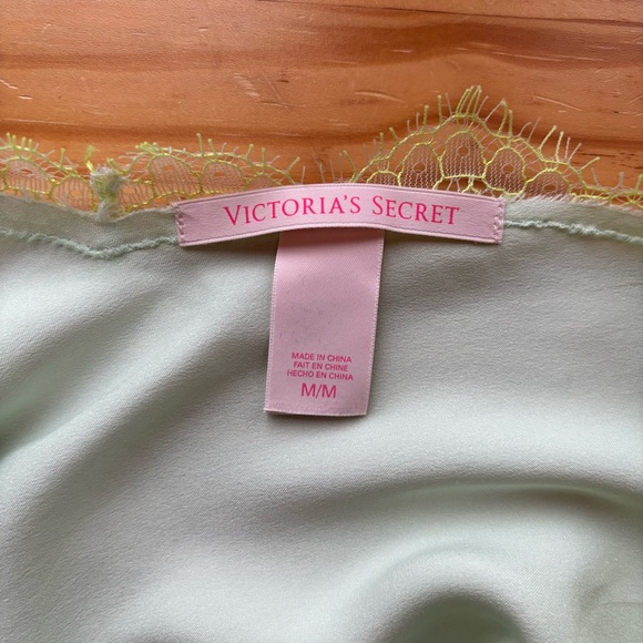 Victoria’s Secret Satin Lace Mint & Lime Halter Chemise Sz M Angelcore Y2K Fairy - Picture 12 of 15